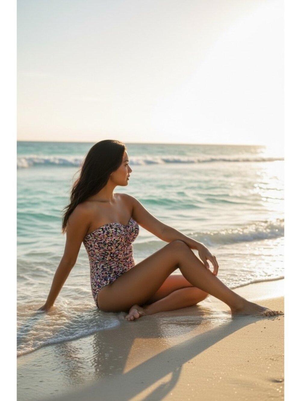 Anne Cole Floral Bandeau Strapless One-Piece Swimsuit Size 16 - Picture 3 of 12